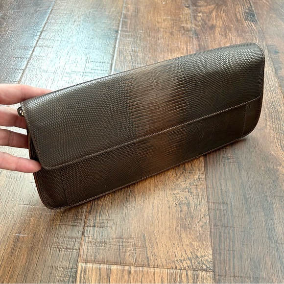 COLE HAAN bronze metallic leather baguette bag / clutch, NWOT - Picture 7 of 16